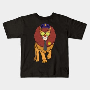 police police officer lion comic cartoon gift Kids T-Shirt